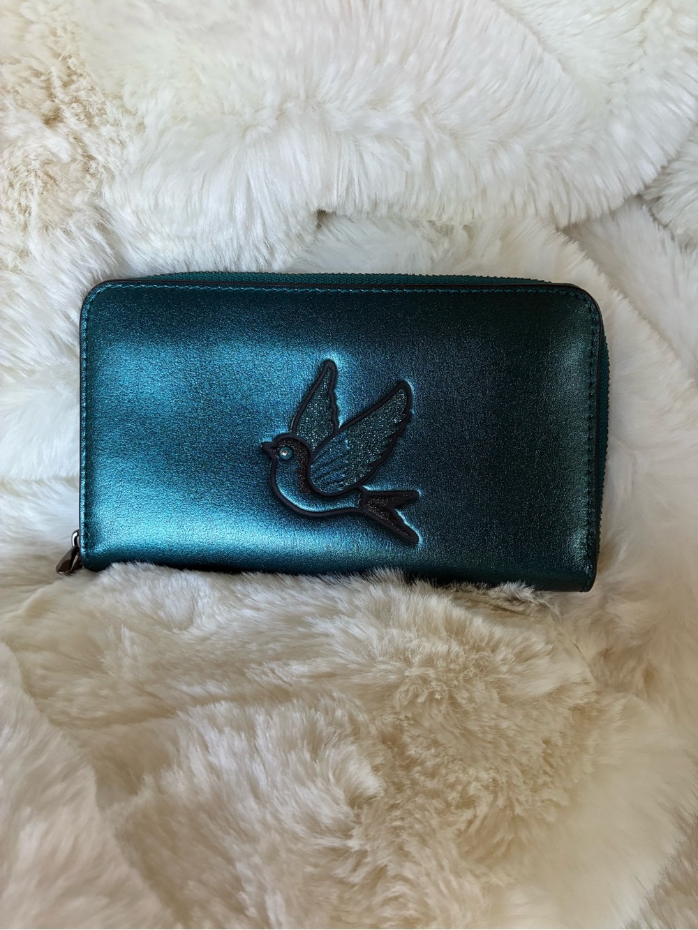🦋AUTHENTIC RARE COACH BLUE BIRD METALLIC WALLET🦋